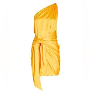 Baobab Collection Yellow Asymmetrical Ruched Sheath Dress